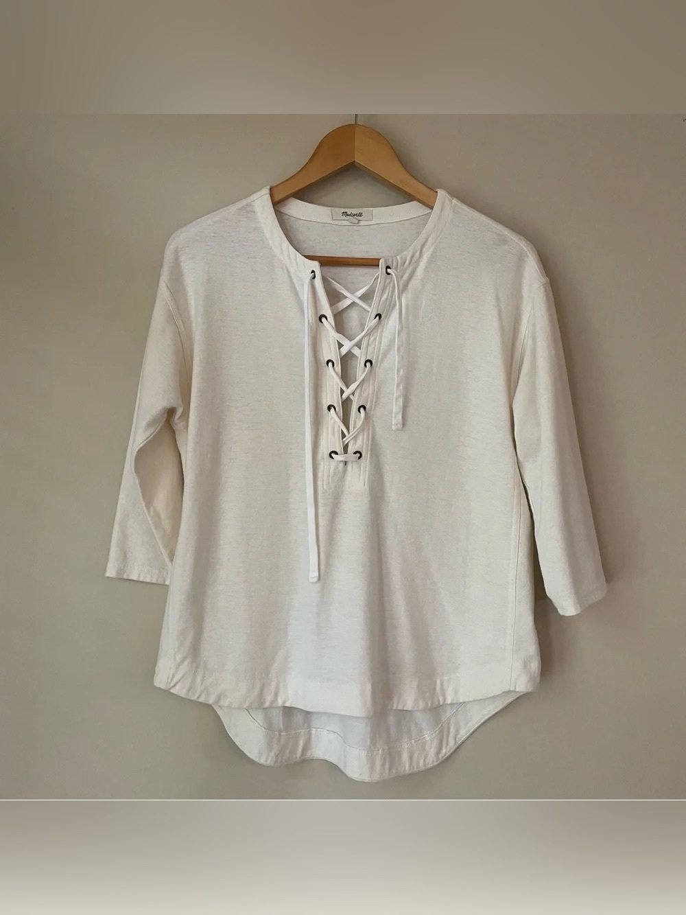 MADEWELL Libra 3/4 Sleeve Lace Up Tunic Top Women’s XS